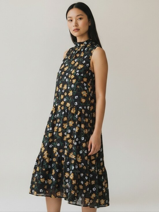 Who What Wear Dresses & Skirts - Who What Wear Floral Sheer Shift Dress Underlined High Neck Sleeveless
